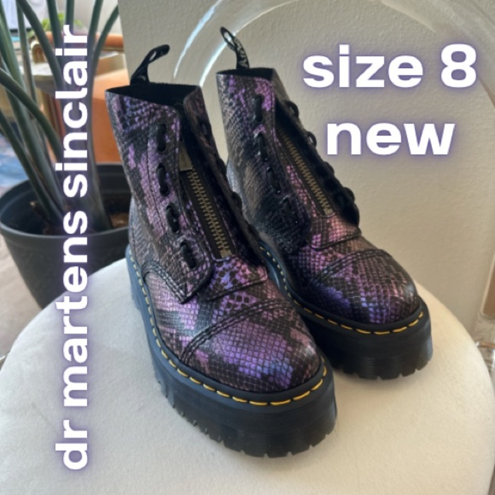 Dr. Martens Sinclair Purple Snake Boots Size 8 NWOT